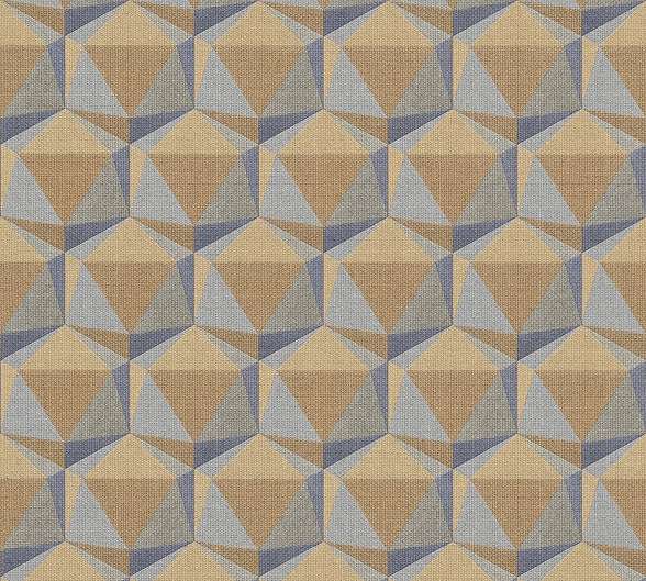 Textil strukturált dekor tapéta barnás narancsos geometrikus mintával mosható vinyl