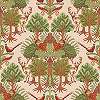 Textíl struktúrált felületű erdei állatok és fák mintázatú zöld színű design tapéta