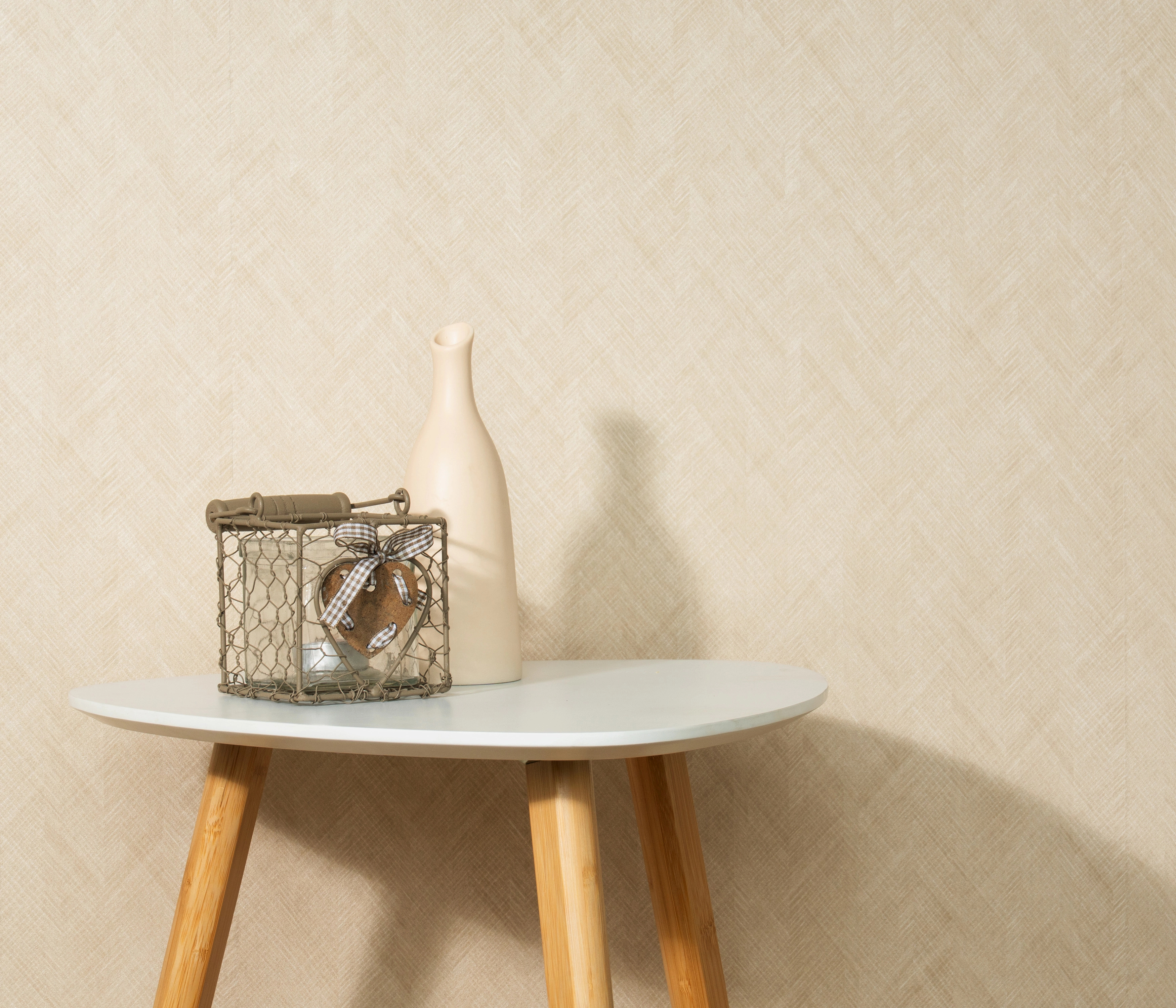 Textilhatású halvány világos beige színű design tapéta