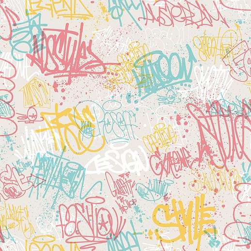 Tini lányos graffiti mintás vlies gyerektapéta