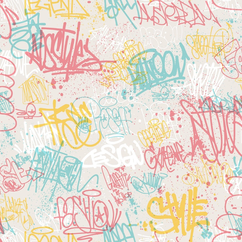 Tini lányos graffiti mintás vlies gyerektapéta