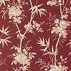 Toile stílusú design tapéta bambusz és virágok mintával bordó színben