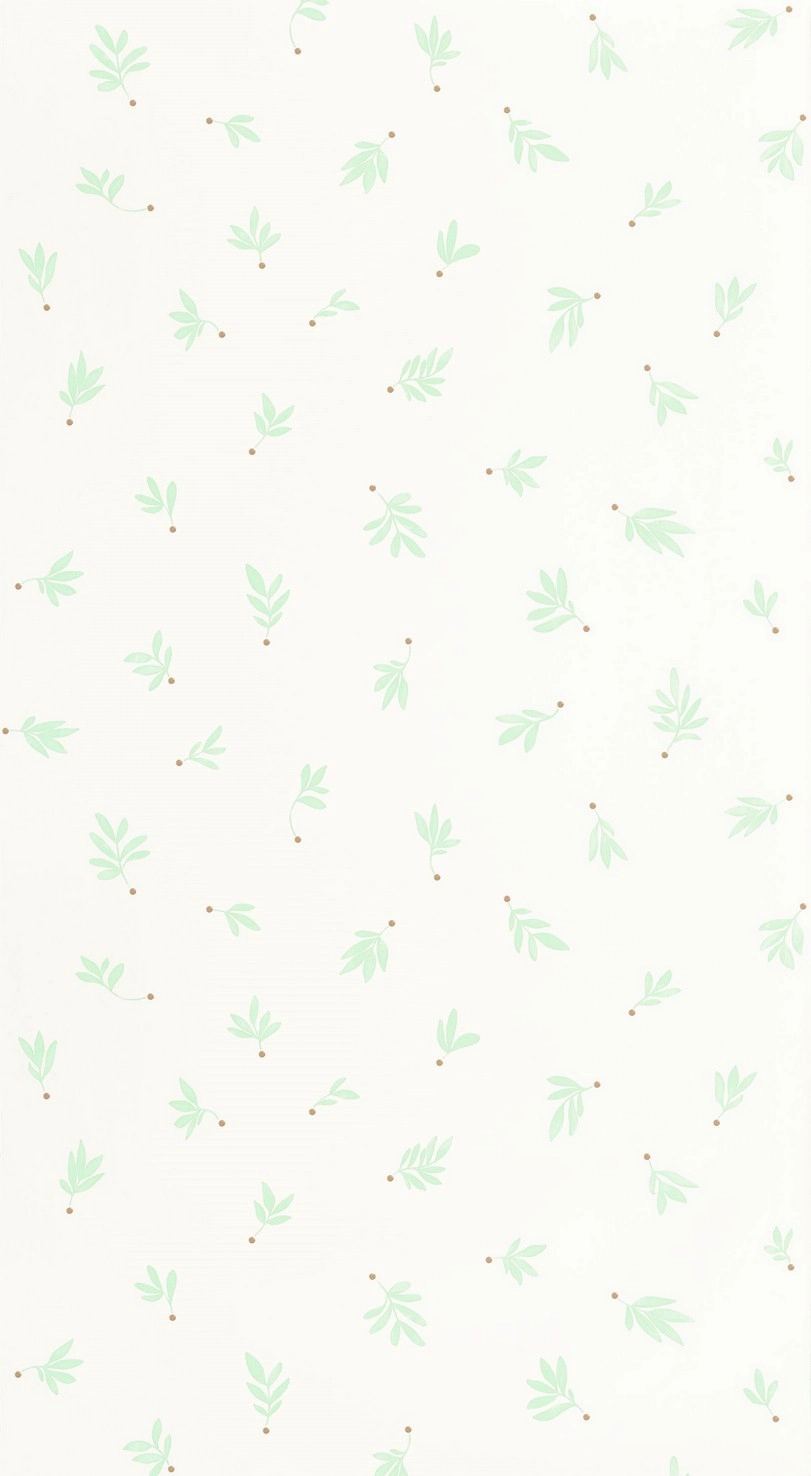 Tört fehér alapon légies zöld leveles mintás design tapéta