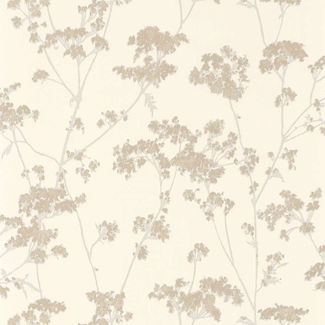 Törtfehér virágmintás tapéta struktúrált bézs virágos mintával