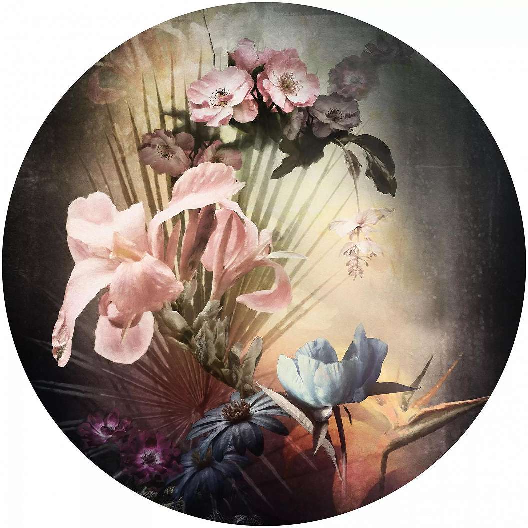 Trendi öntapadós kör alakú virágmintás fali poszter