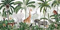 Trópus erdő és állat mintás gyerek design poszter tapéta