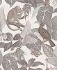 Trópusi botanikus mintás design tapéta majom és madár mintával