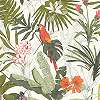 Trópusi botanikus pálmalevél és papagáj mintás trendi dekor tapéta