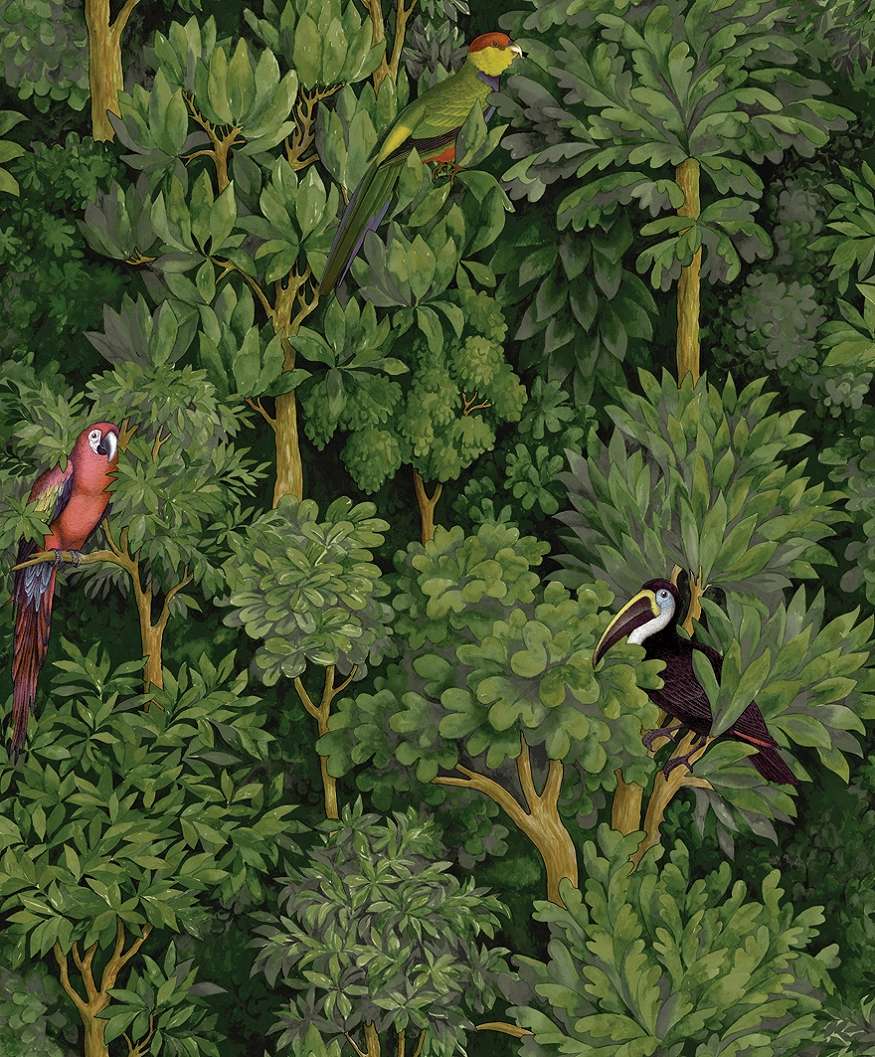 Trópusi dzsungel mintás dekor tapéta papagáj tukán mintával