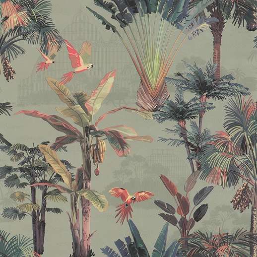 Trópusi dzsungel mintás vlies design tapéta papagáj mintával