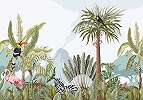 Trópusi dzsungel mintás vlies poszter tapéta afrikai állat mintákkal 368x254 vlies