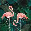 Trópusi erdő és flamingó mintás glamour hangulatú design poszter tapéta 