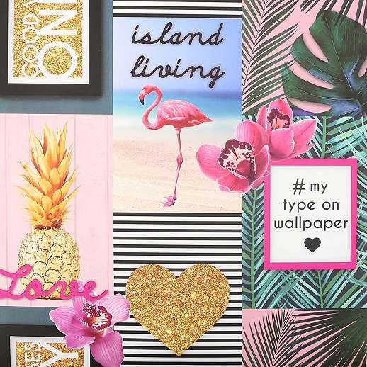Trópusi hangulatú flamingó mintás dekor tapéta