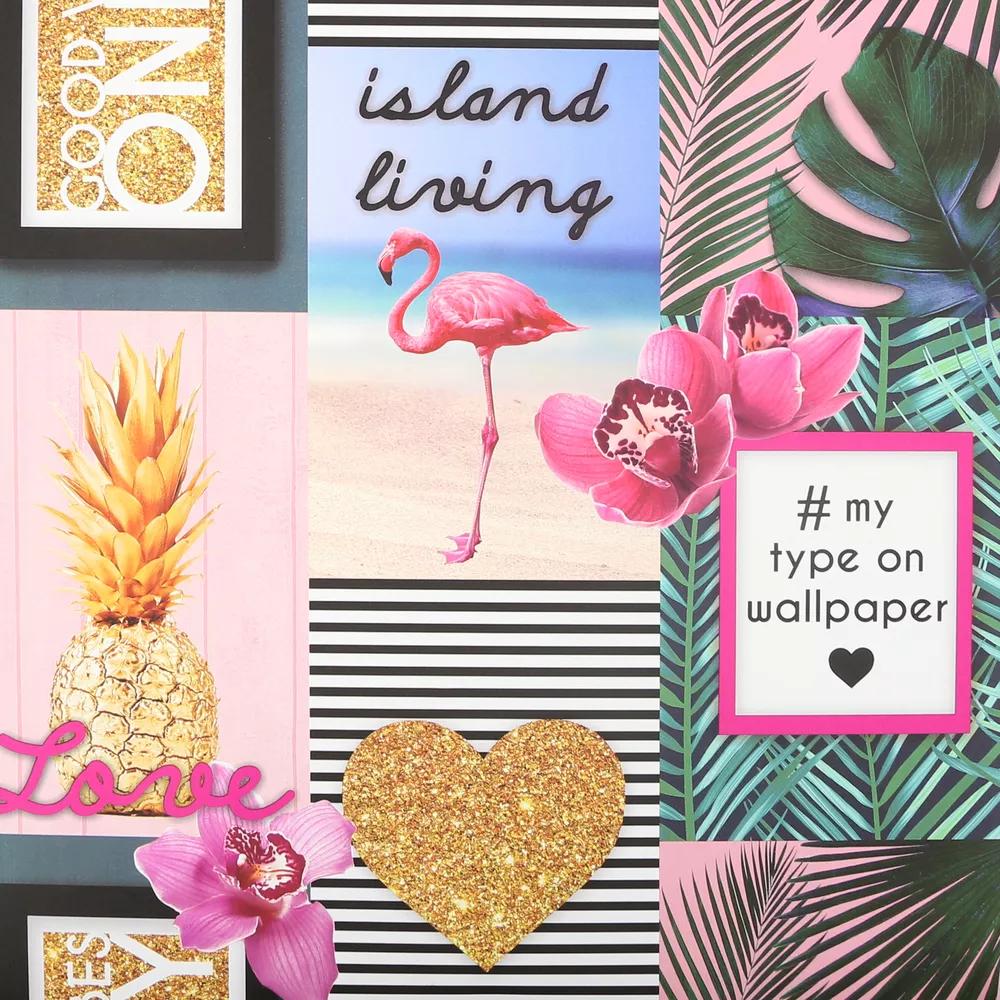 Trópusi hangulatú flamingó mintás dekor tapéta