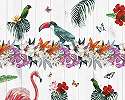 Trópusi hangulatú vlies fali poszter egzotikus madár és virág mintákkal