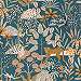 Trópusi leveles és leopárd mintás gyerek tapéta kék színben