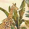 Trópusi vintage kert fali poszter dzsungel leopárd zsíráf mintával
