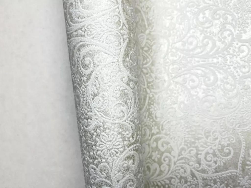 Trötfehér metál fényű manda mintás design tapéta