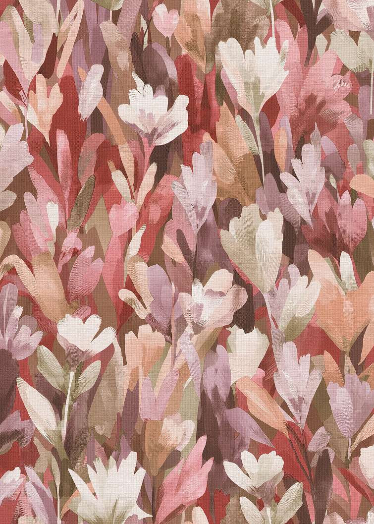 Tulipán mintás bordó színvilágú design tapéta