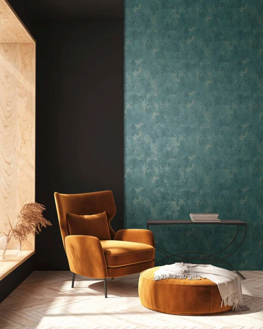 Türkiz arany koptatott hatású mosható design tapéta