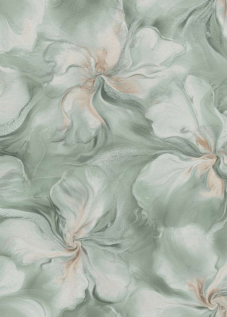 Türkiz dekor tapéta elegáns absztrakt virág mintával