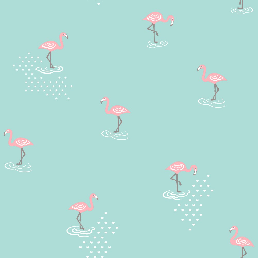 Türkiz flamingó mintás gyerek tapéta