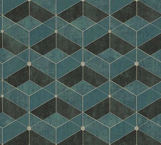 Türkiz modern mosható geometriai mintás dekor tapéta