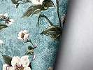 Türkiz romantikus virágmintás vlies design tapéta festett hatással 106cm