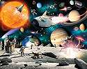 Űrhajó és világűr mintás fali poszter gyerekszobába