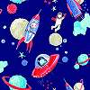Űrhajó mintás gyerek tapéta kék színben