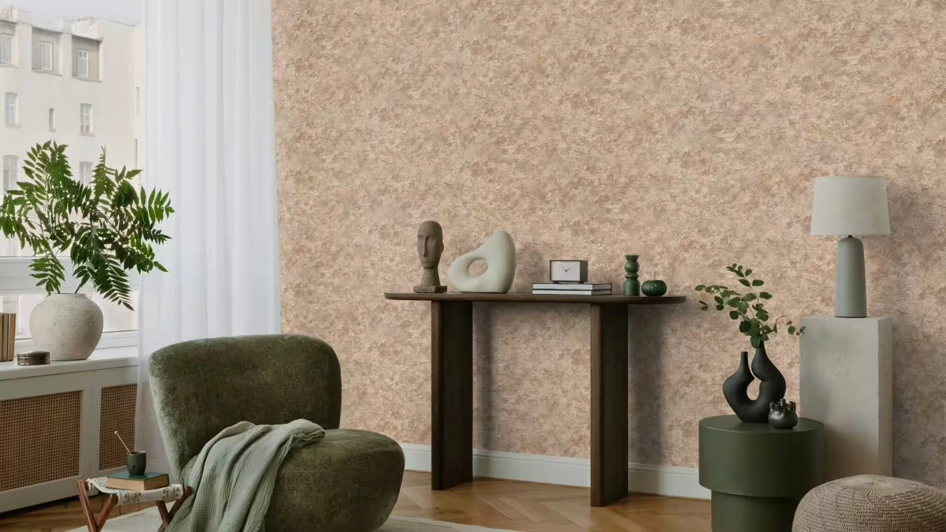Vakolathatású mintás beige színű mosható dekor tapéta