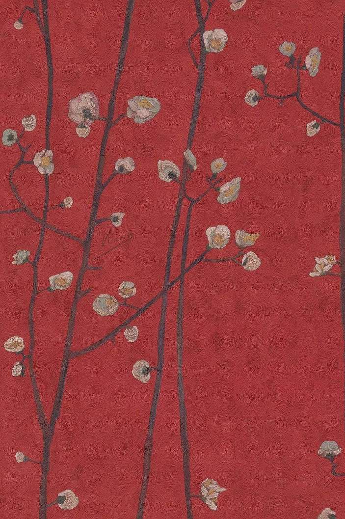 Van Gogh cseresznyefa virág mintás tapéta piros színben