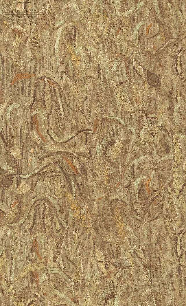 Van Gogh ecsetvonásai tapéta mintán barna, okker színvilágban