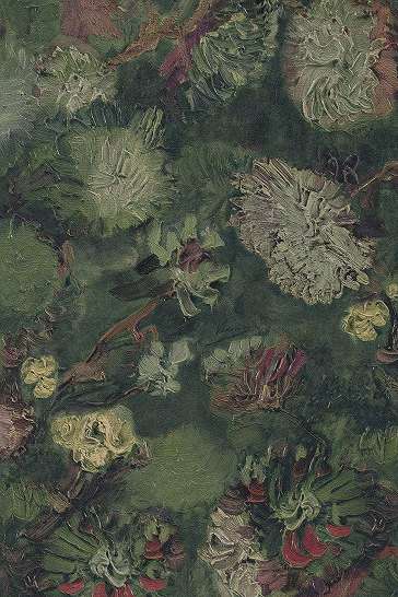 Van Gogh tapéta zöld alapon festett virág mintával