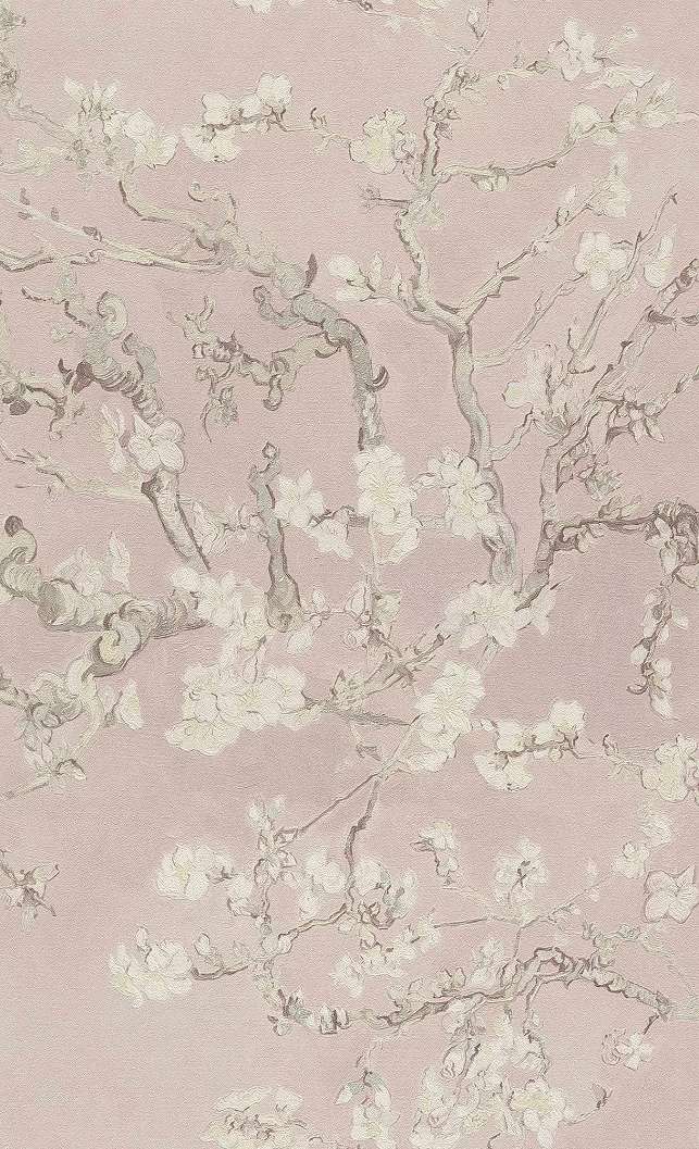 Van Gogh virág mintás tapéta romantikus rózsaszín színvilágban 
