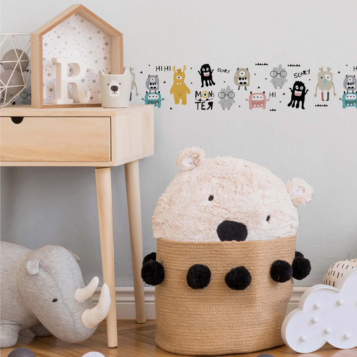 Vicces szörnyecskés mintás gyerekszobai bordűr