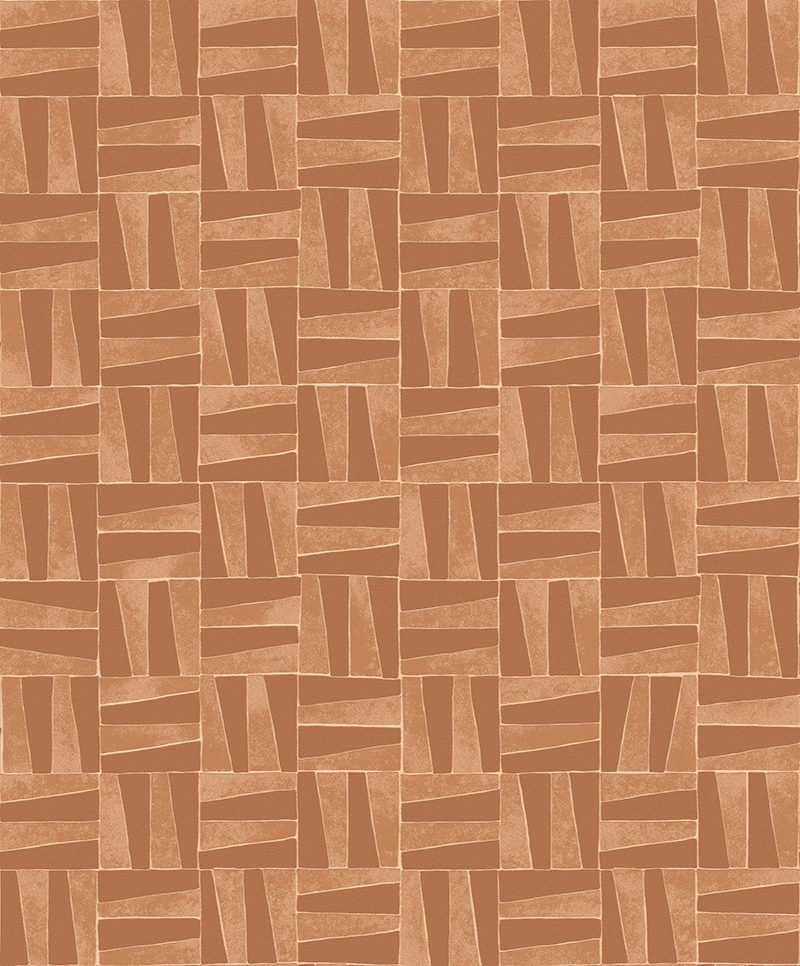 Világos barna terrakotta színű elegáns geometria mintás design tapéta