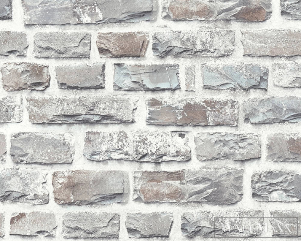 Világos szürke téglamintás design tapéta mosható felületel