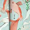 Világoskék koi ponty mintás japán dekor tapéta