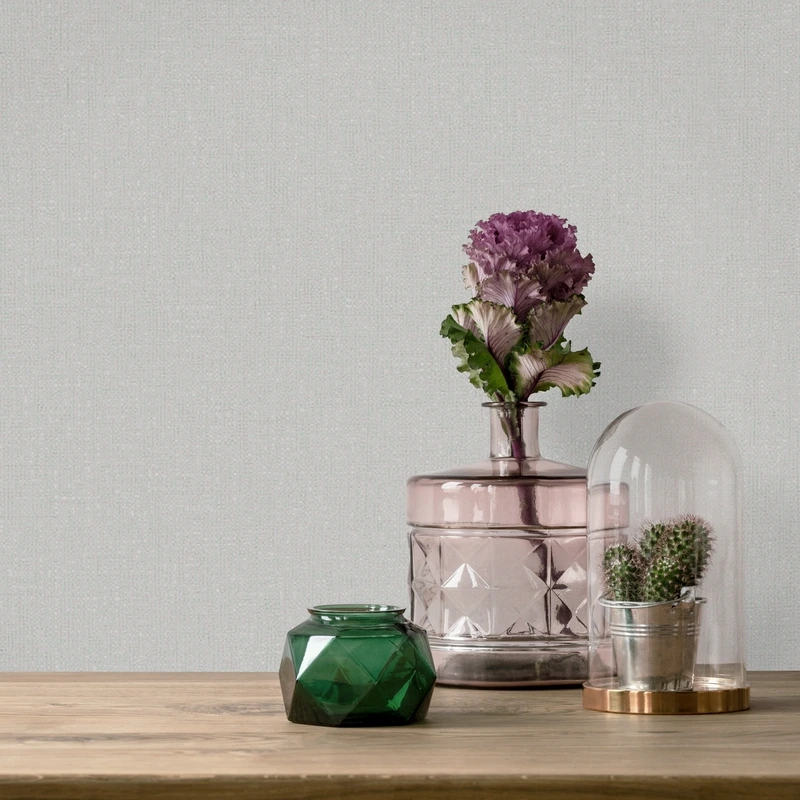 Világosszürke színű gézhatású mintás vinyl dekor tapéta