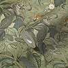 Világoszöld dzsungel és egzotikus állat mintás vlies design tapéta