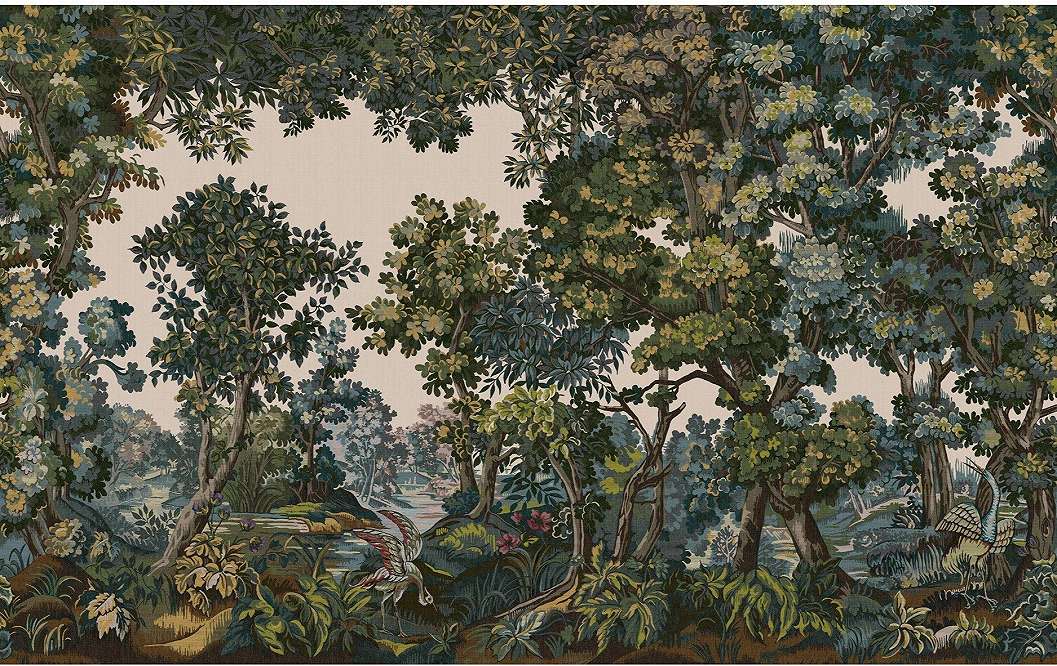 Vintage angol stílusú fotótapéta zöld erdei mintával