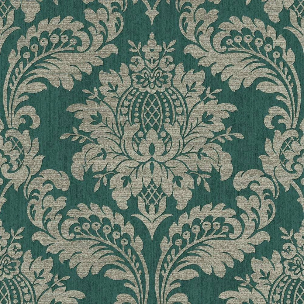 Vintage damaszk mintás zöld design tapéta