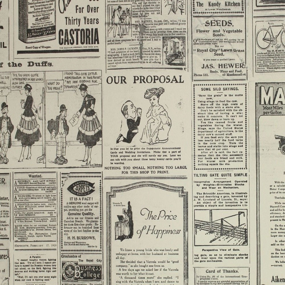 Vintage dekor tapéta korabeli újság mintával