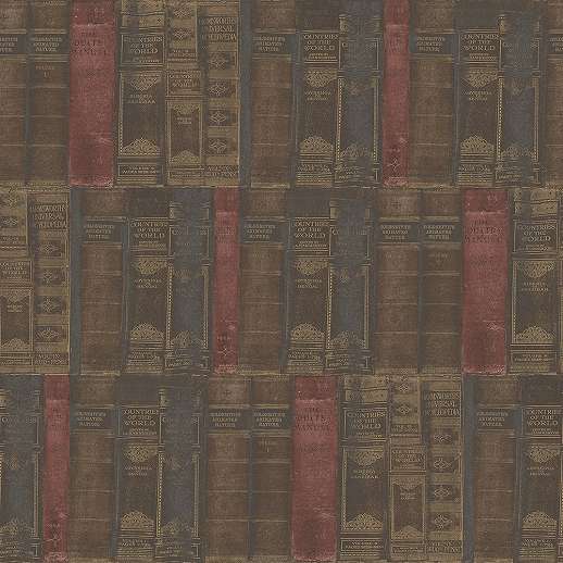 Vintage design tapéta antik könyvespolc mintával