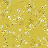 Vintage hangulatú akvarell hatású vékony ágakon nyíló virág sárga fekete és fehér design tapéta