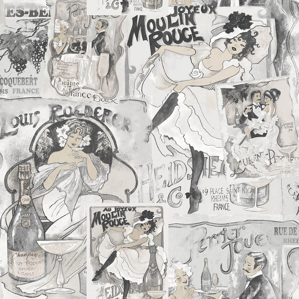 Vintage Moulin Rouge reklám mintás design tapéta