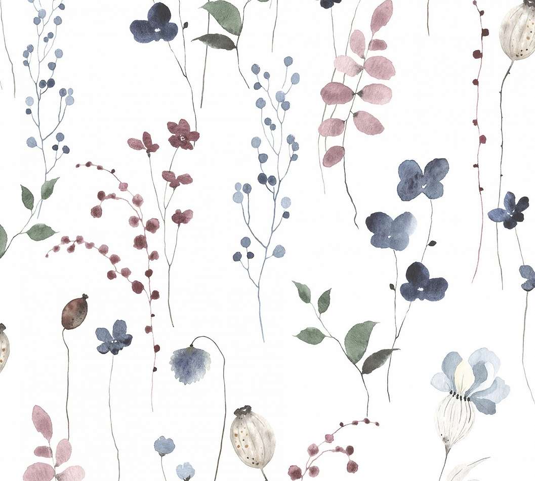 Vinyl dekor tapéta akvarell mákvirág levél mintával