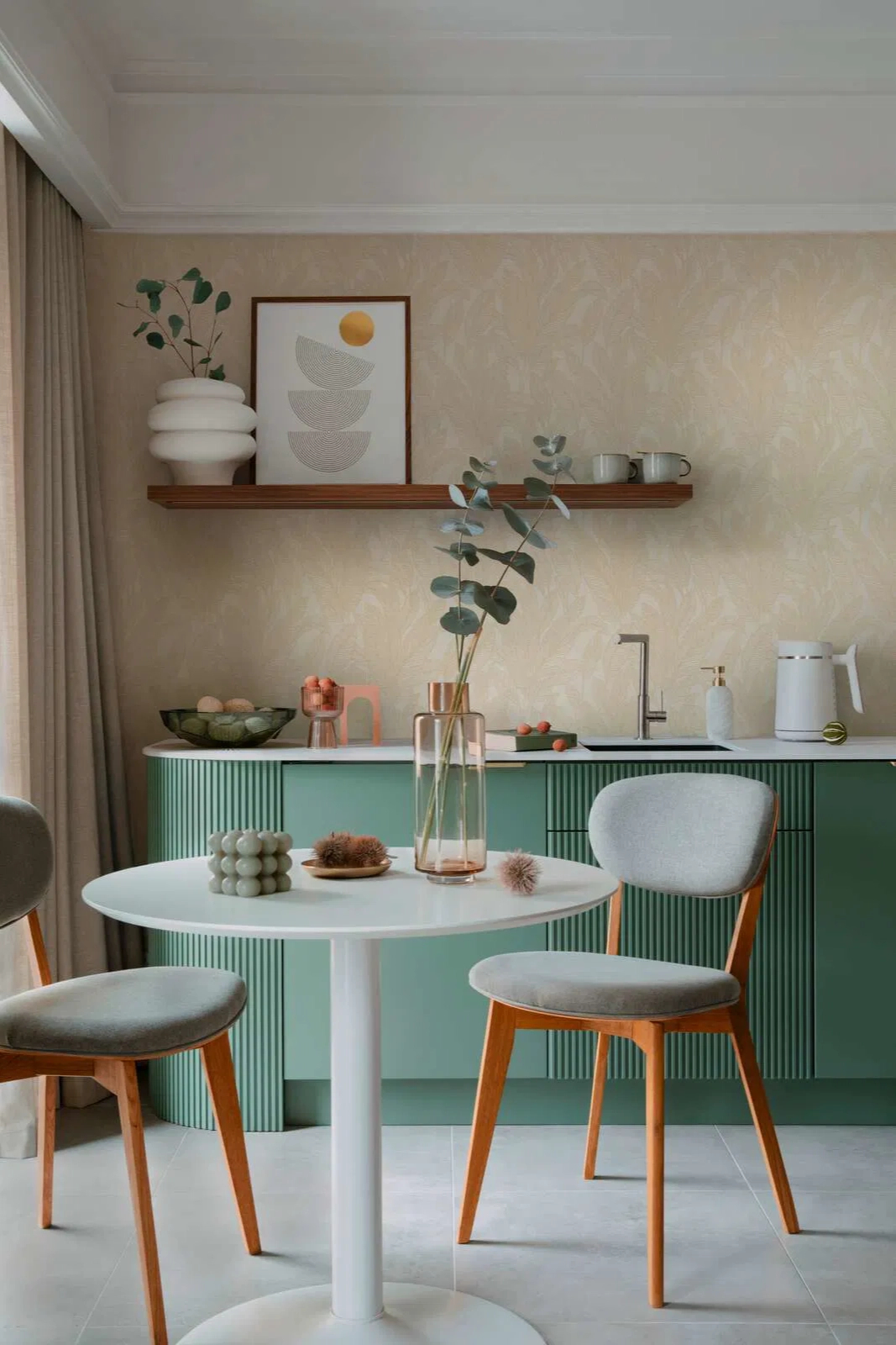 Vinyl dekor tapéta arany és beige színű hosszú levél mintával