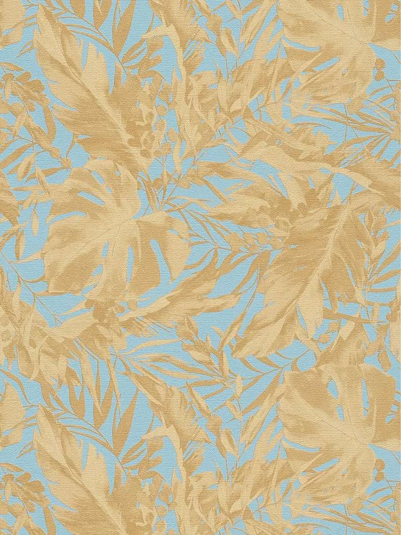 Vinyl dekor tapéta arany és kék színű levél mintával